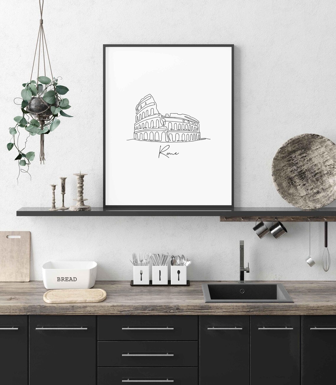 Rome Colosseum One Line Drawing Minimalist Travel Art Poster - Image 5