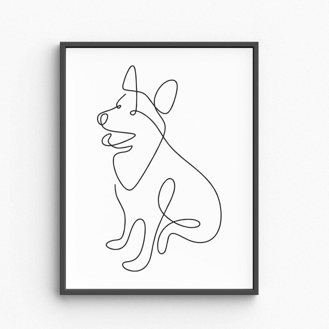 Sitting Dog Continuous One Line Drawing Minimalist Art Poster