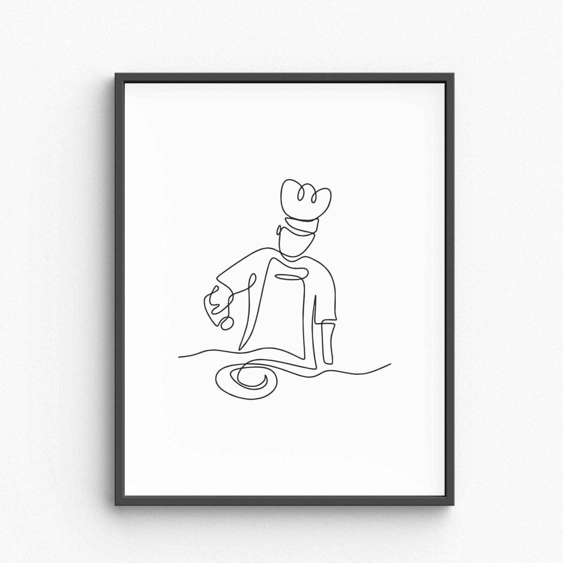 Minimalist Chef Line Art Kitchen Poster Print