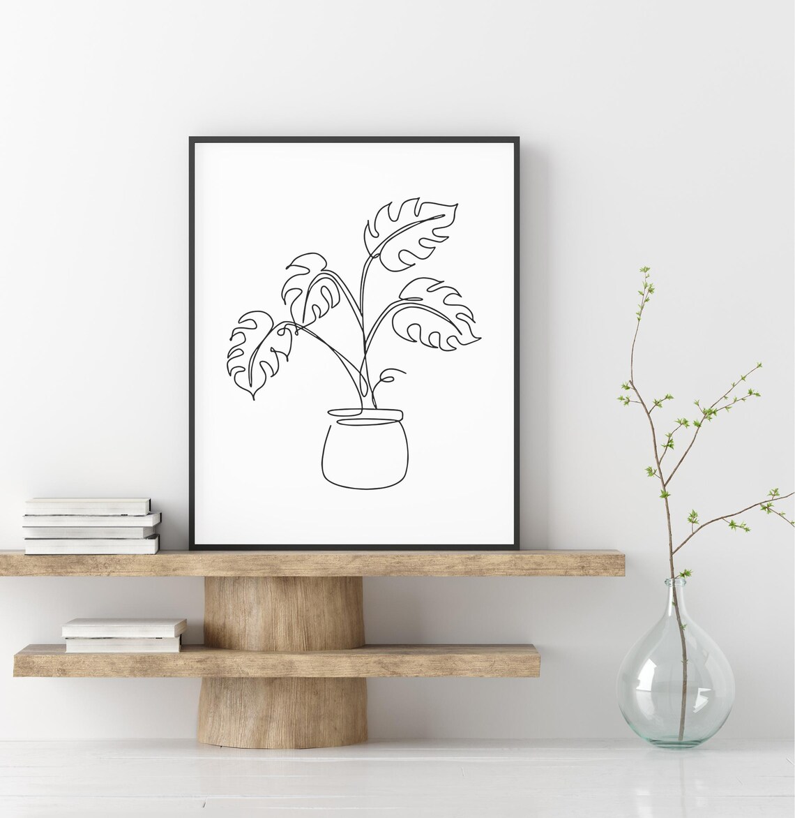Potted Monstera Plant Line Art Tropical Botanical Minimalist Poster - Image 2