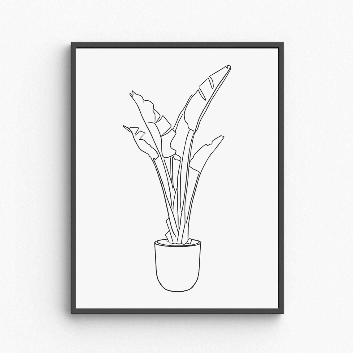 Tropical Potted Plant Line Art Minimalist Botanical Drawing Poster
