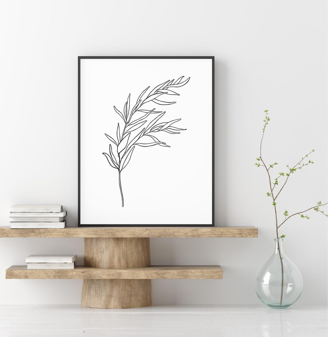 Leafy Branch Line Art Minimalist Botanical Sketch Drawing Poster - Image 2