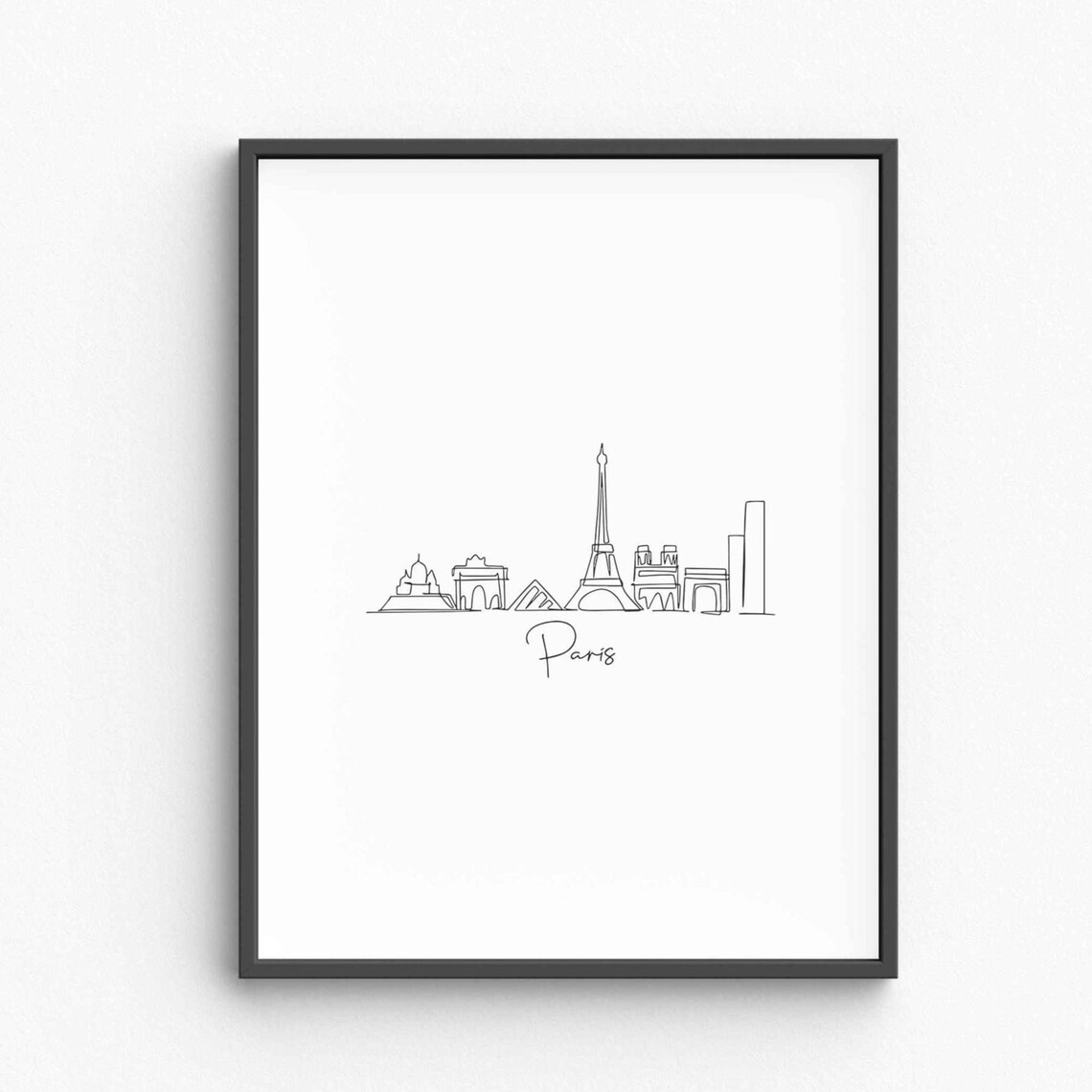 Paris Eiffel Tower Skyline Line Art Minimalist France Travel Poster