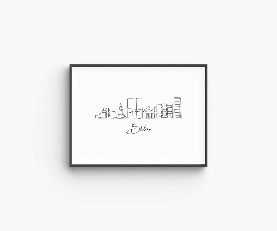 Bilbao Spain Skyline Single Line Drawing Minimalist Modern Travel Poster - Image 6