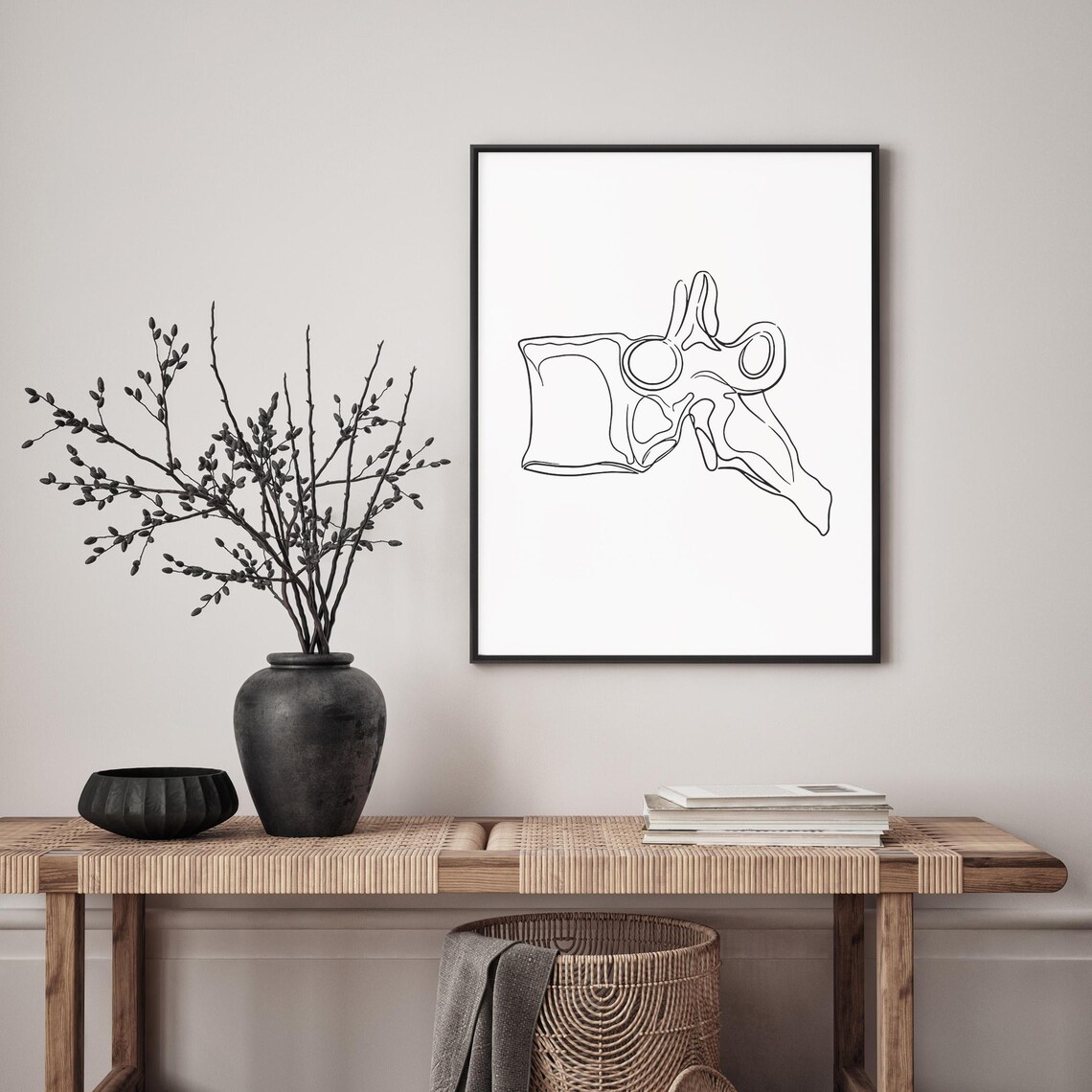 Vertebra Spine Bone Anatomy Line Illustration Medical Poster - Image 4
