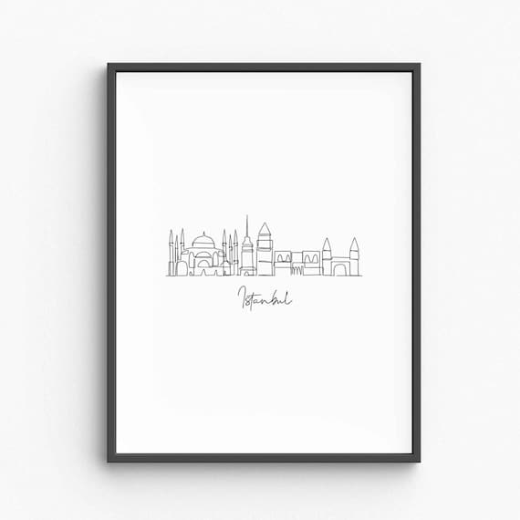 Istanbul Skyline Line Art Turkey Travel Minimalist City Poster