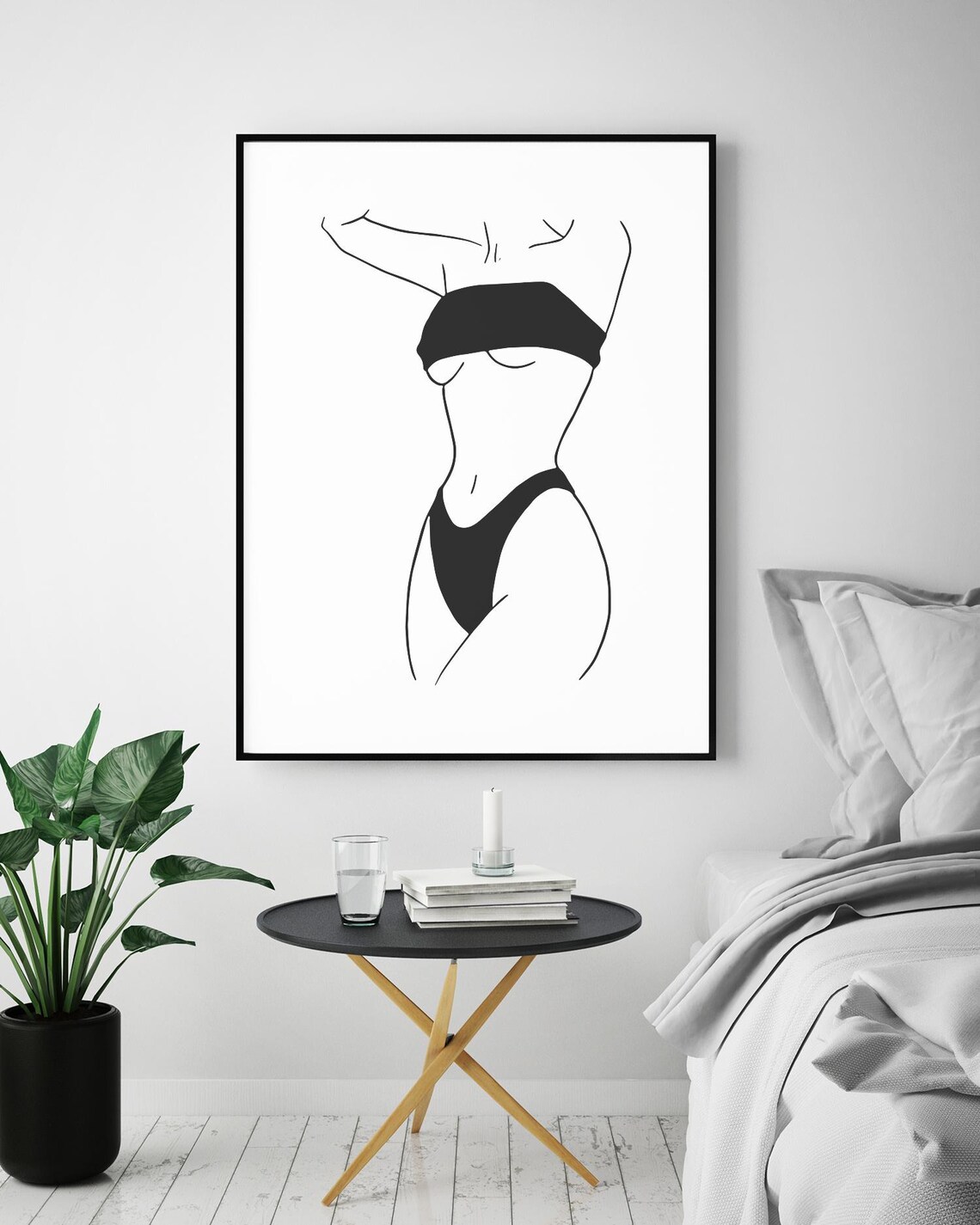 Lingerie Woman Line Art Sensual Female Torso Black White Poster - Image 5
