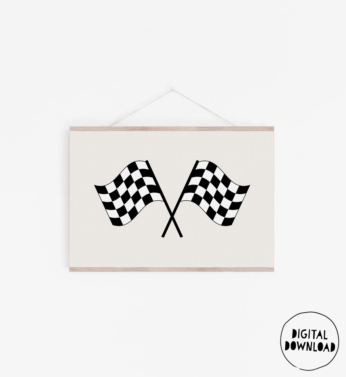 Checkered Racing Flags Minimalist Race Flag Boys Room Wall Art - Image 2