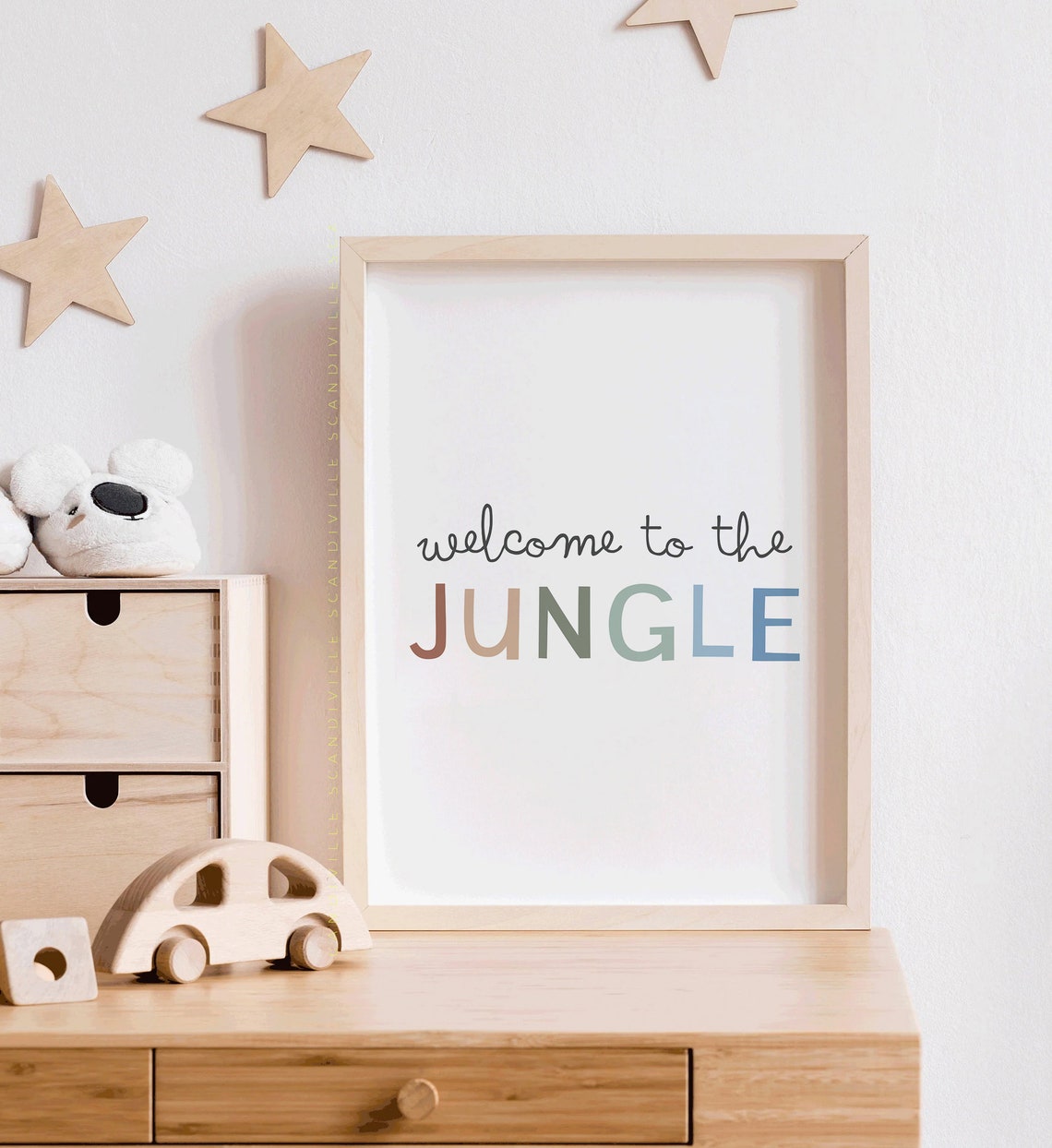 Welcome To The Jungle Script Typography Nursery Kids Room Poster - Image 2