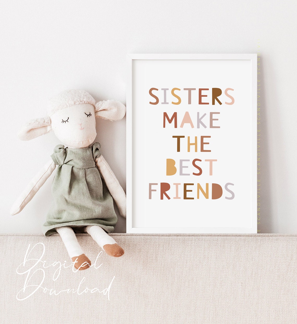 Sisters Make The Best Friends Colorful Typography Kids Room Poster