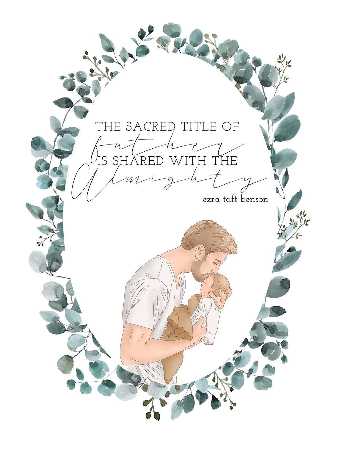 Fatherhood Sacred Title Ezra Taft Benson Botanical Quote Poster - Image 2