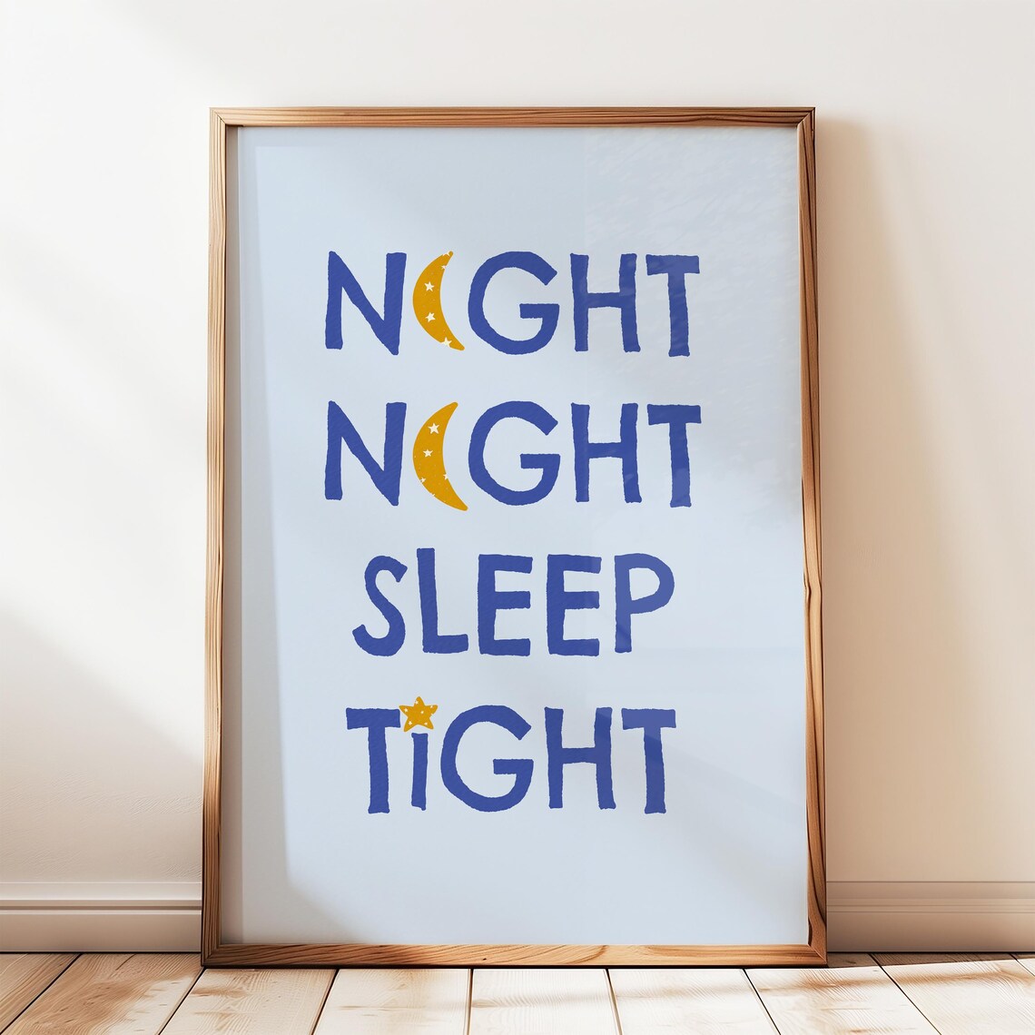Night Night Sleep Tight Moon Star Sweet Nursery Typography Poster