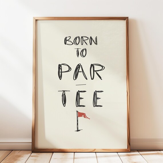 Born to Par Tee Golf Quote on Cream Nursery Wall Sports Poster