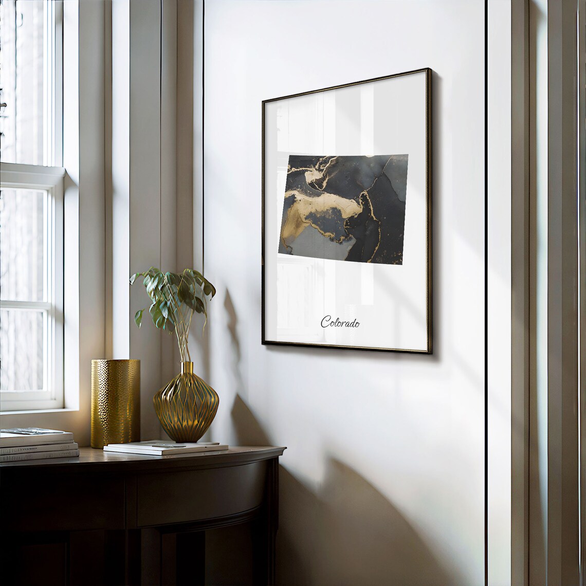 Colorado Black and Gold Marble State Map Silhouette Minimalist Poster - Image 3