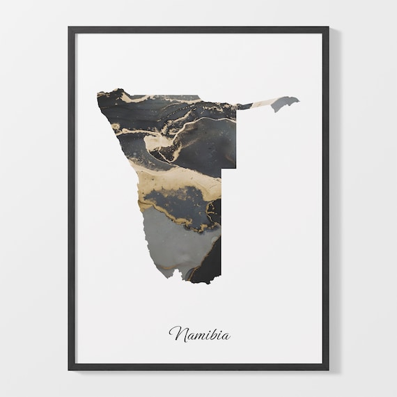 Namibia Black and Gold Marble Country Map Elegant Decor Poster