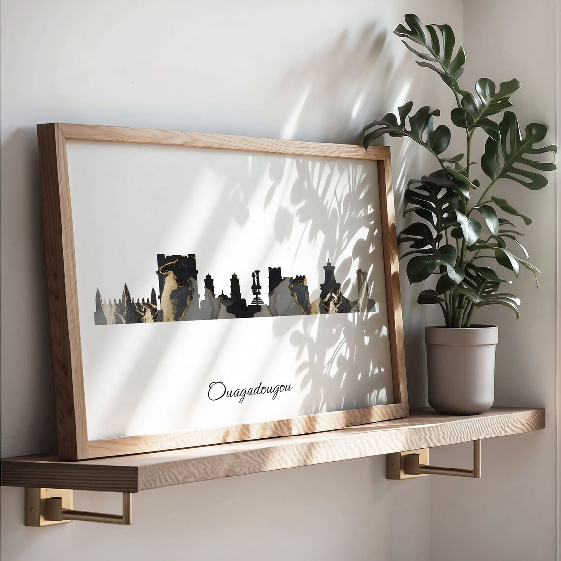 Ouagadougou Luxury Black Gold Marble City Skyline Silhouette Poster - Image 3