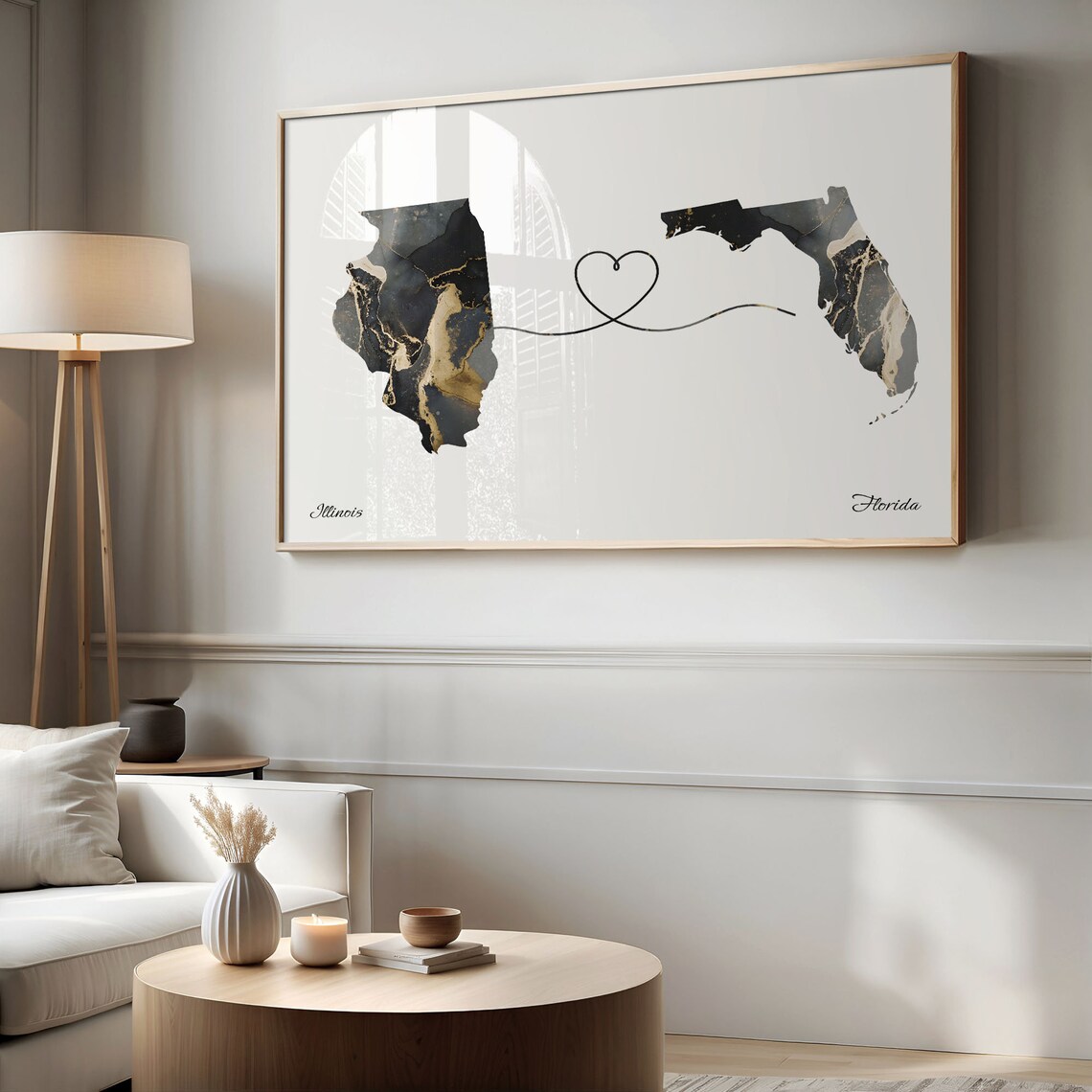 Illinois to Florida Map Poster, Travel Art Print - Image 2