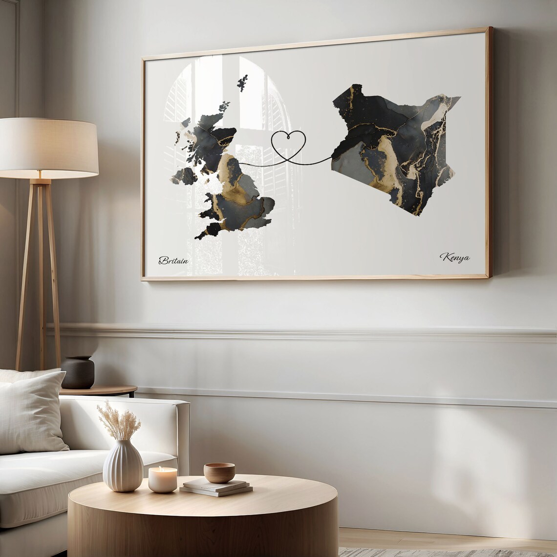 Britain To Kenya Map Poster, Travel Wall Art - Image 2