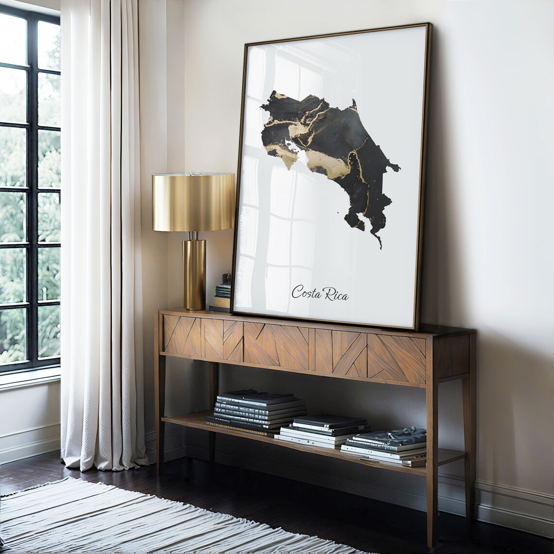 Elegant Costa Rica Black and Gold Marble Country Map Poster for Home - Image 4
