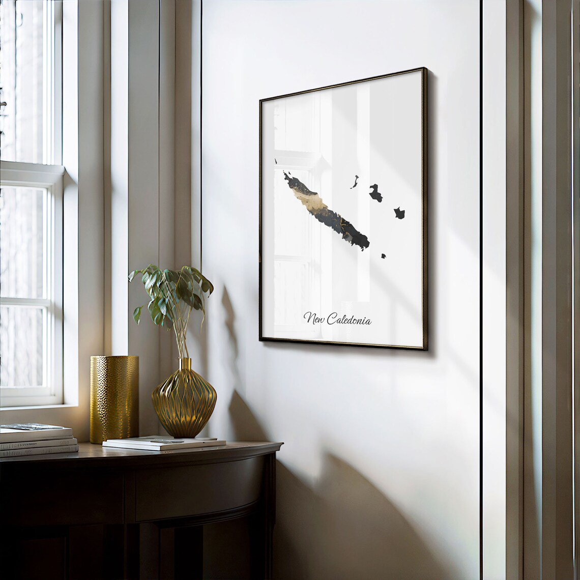 New Caledonia Black and Gold Marble Country Map Elegant Decor Poster - Image 3