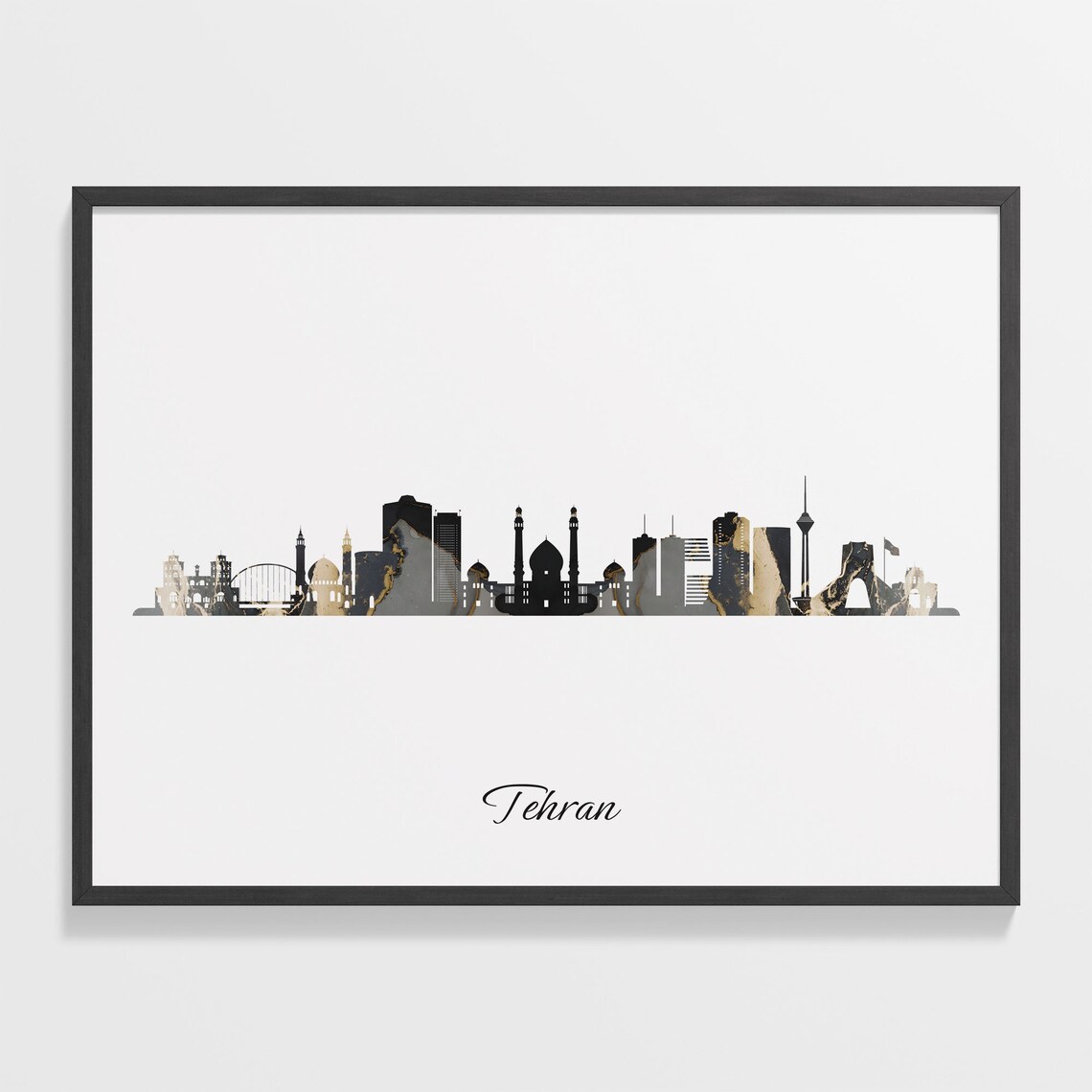 Tehran Skyline Print, Marble Cityscape Art Print