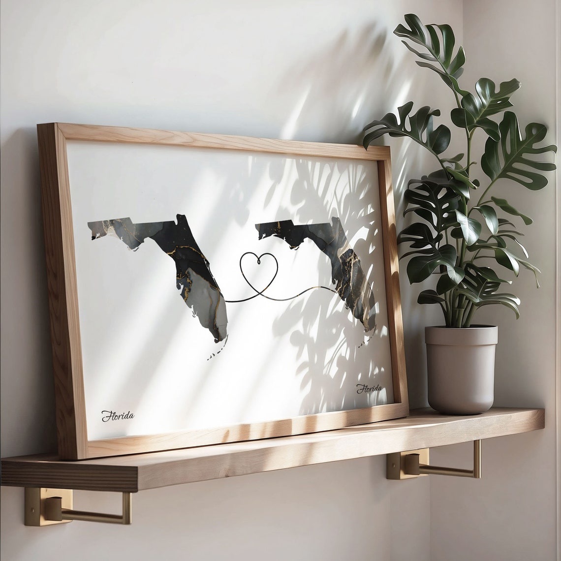 Florida Florida Marble State Map Poster Long Distance Couples Gift - Image 3