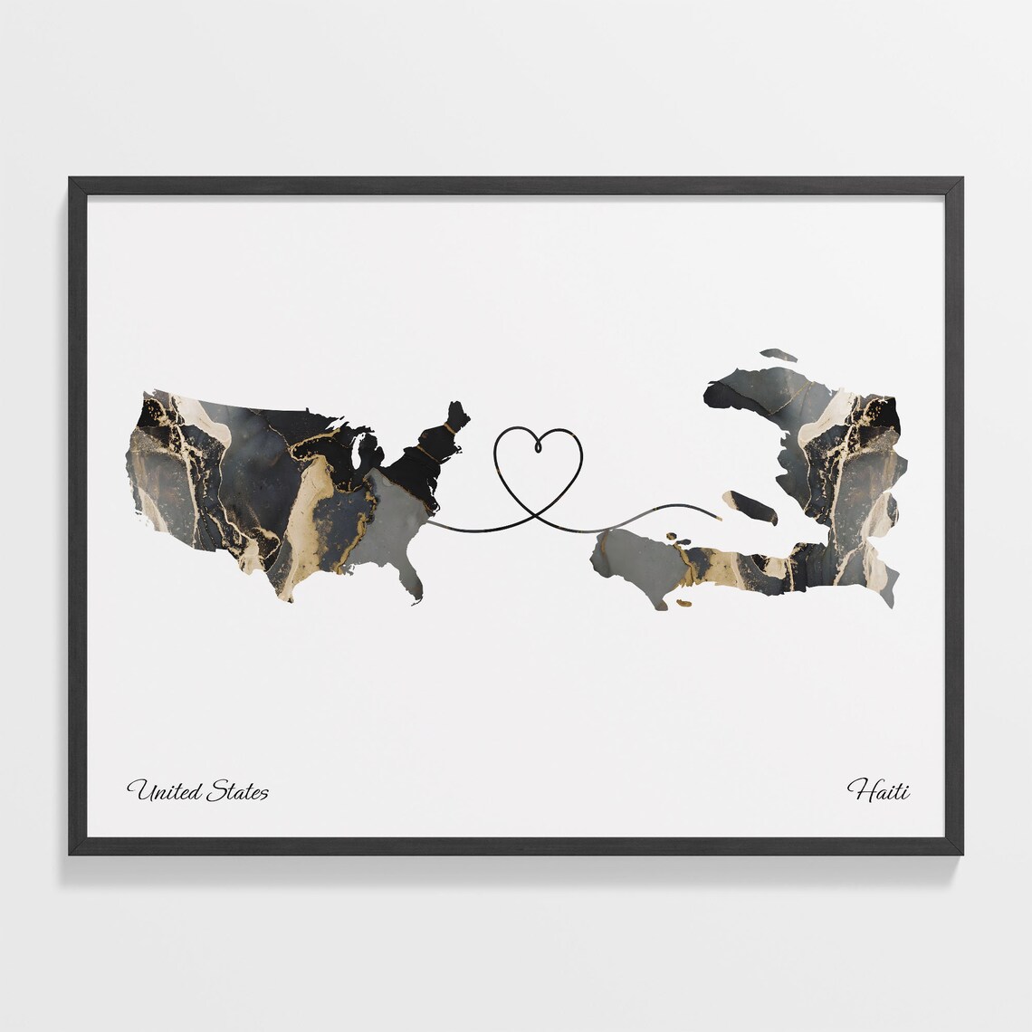 USA to Haiti Travel Abroad Map Poster