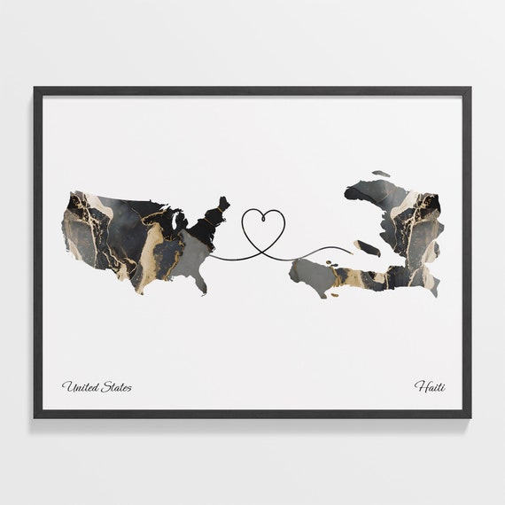 USA to Haiti Travel Abroad Map Poster