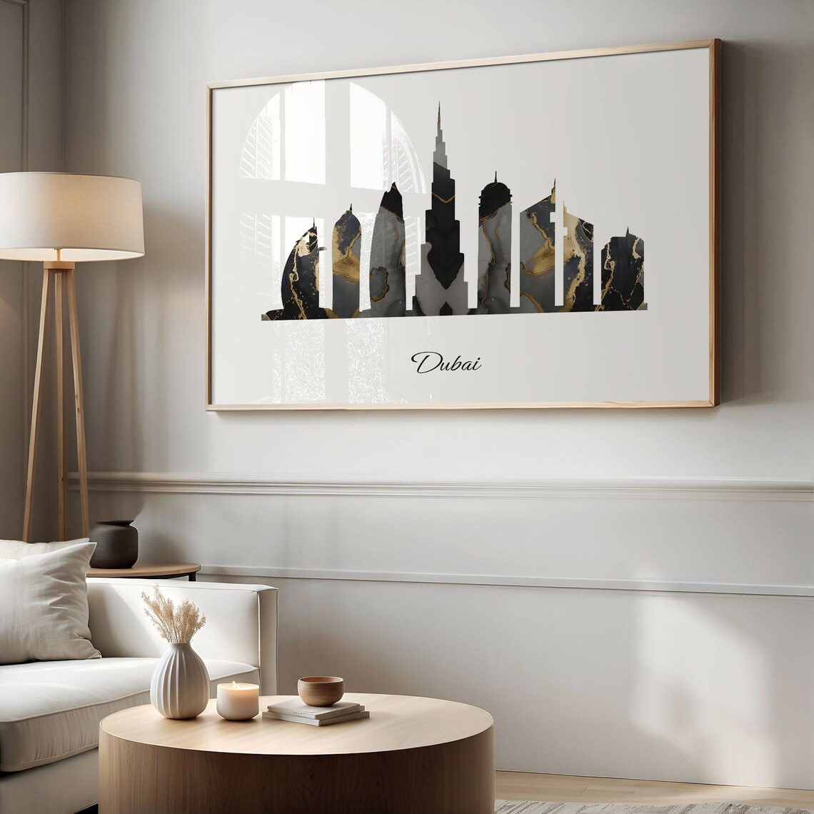 Dubai Skyline Minimalist Black Gold Marble Cityscape Art Poster - Image 2
