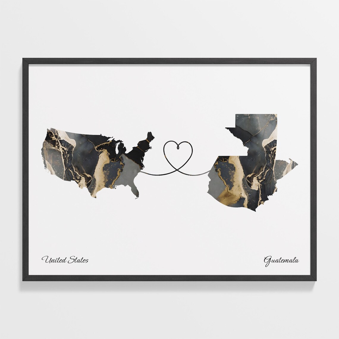 USA to Guatemala Map Poster, Long Distance Travel Print