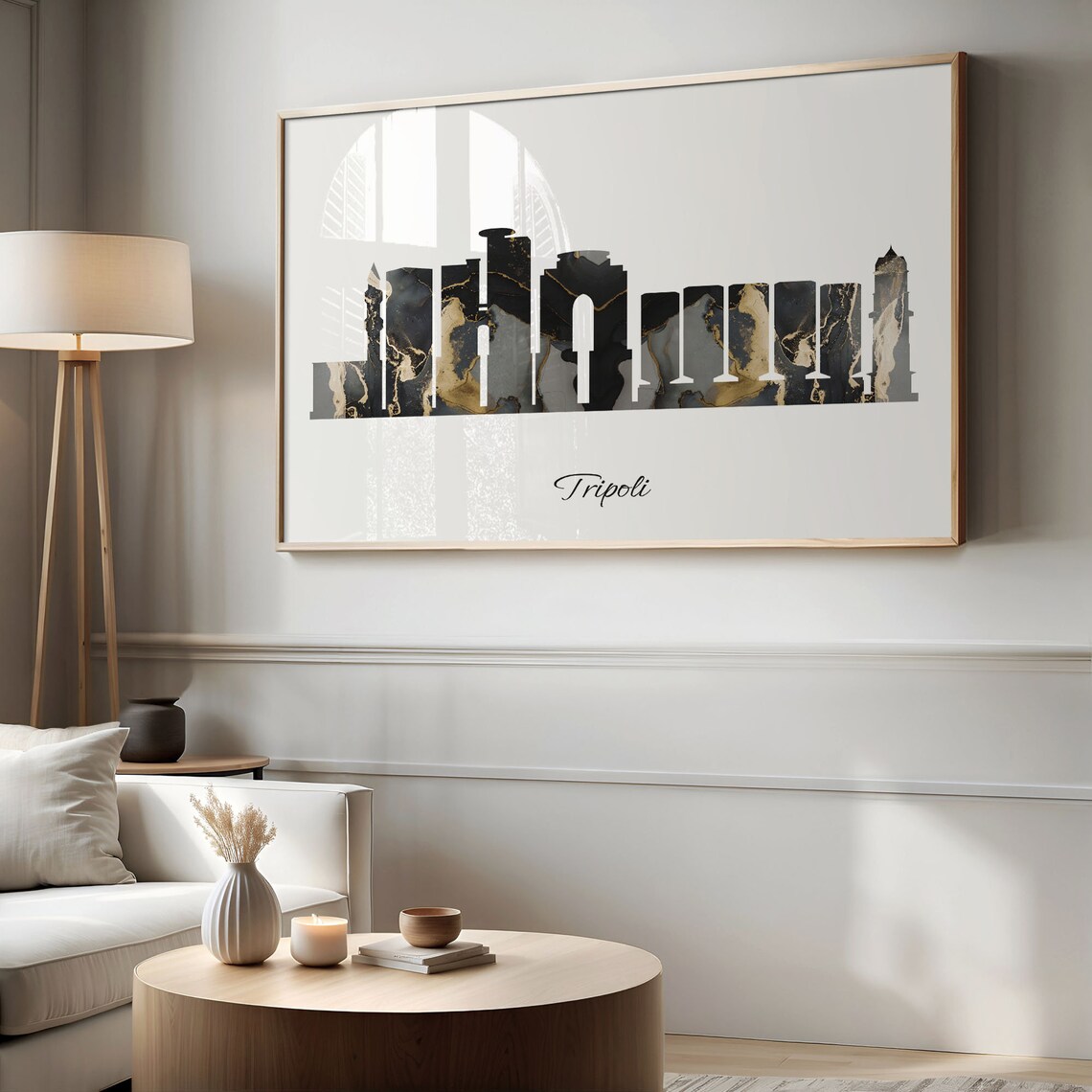 Tripoli Skyline Marble Cityscape Black and Gold Travel Poster - Image 2