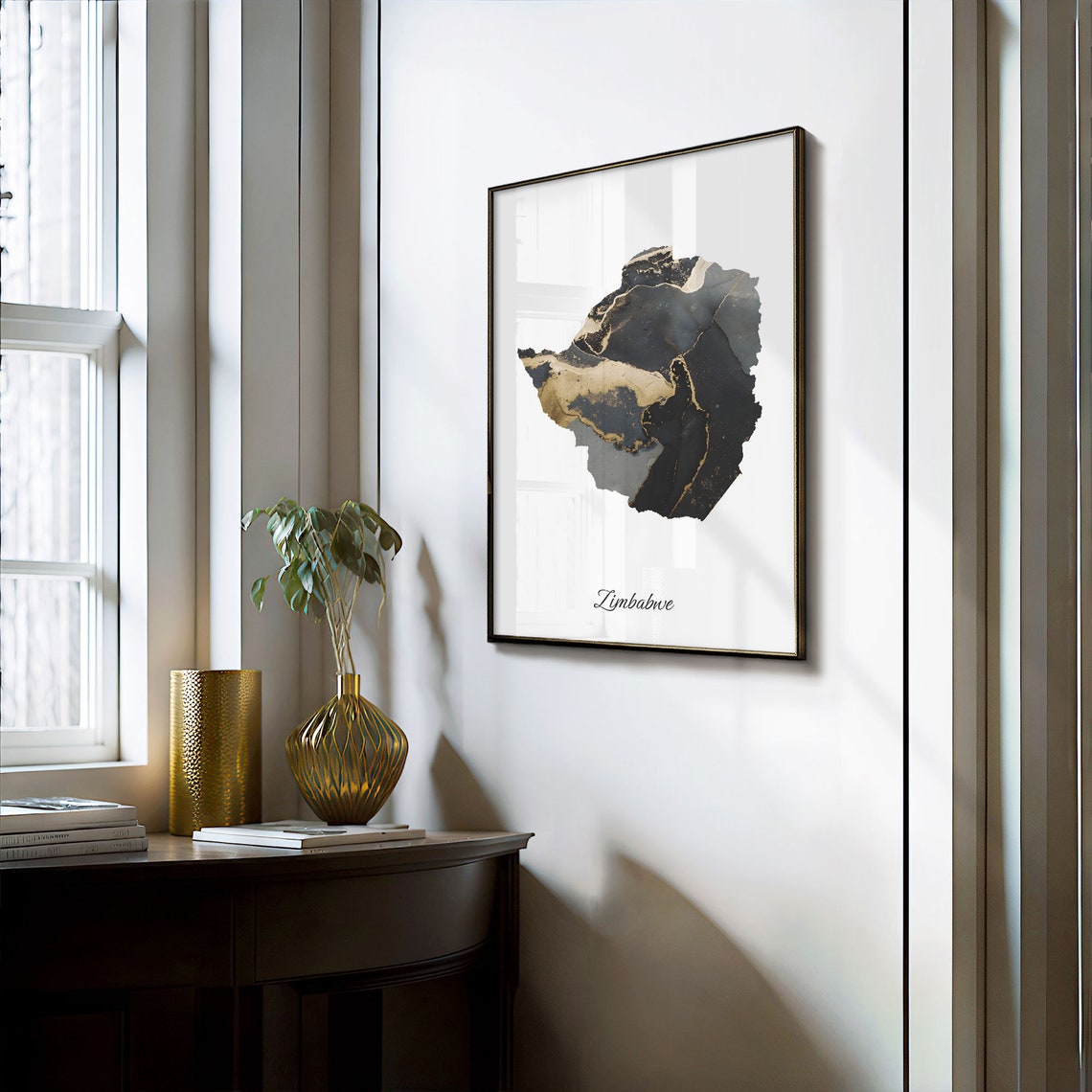Zimbabwe Marble Country Map Poster Elegant Minimalist Wall Decor - Image 3