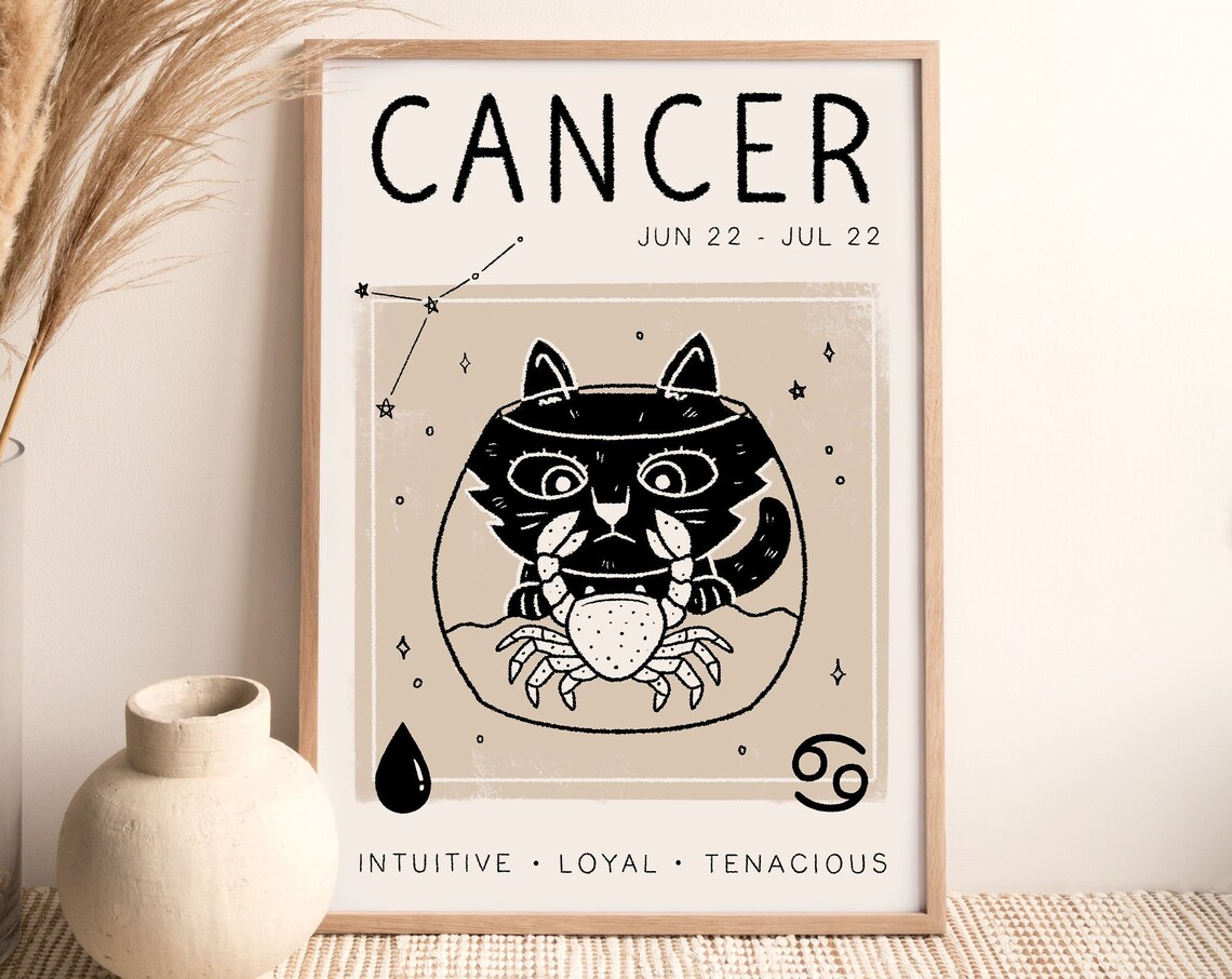 Cancer Zodiac Star Sign Boho Art Print