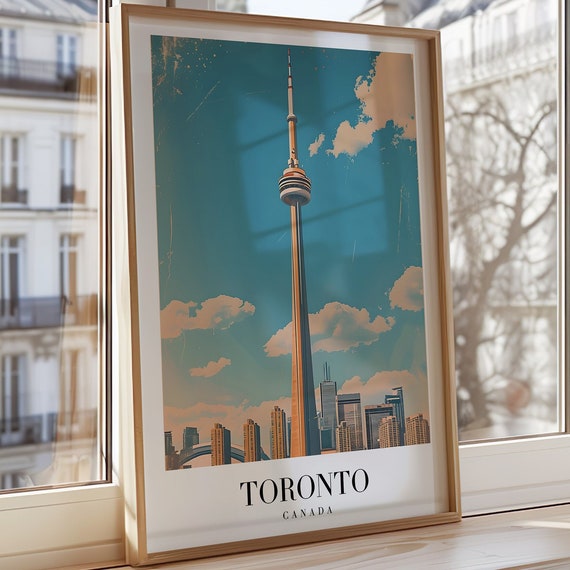 Toronto Cn Tower Poster Canada Cityscape Wall Art Modern Skyline Print Urban Travel Decor Affiche City
