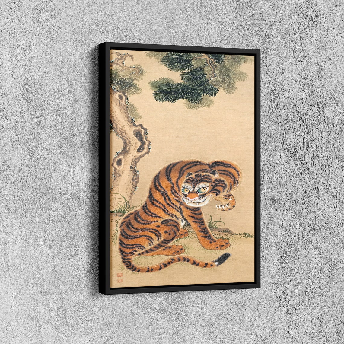 Japanese Tiger Cleaning Paw Beneath Pine Tree Vintage Style Poster - Image 7