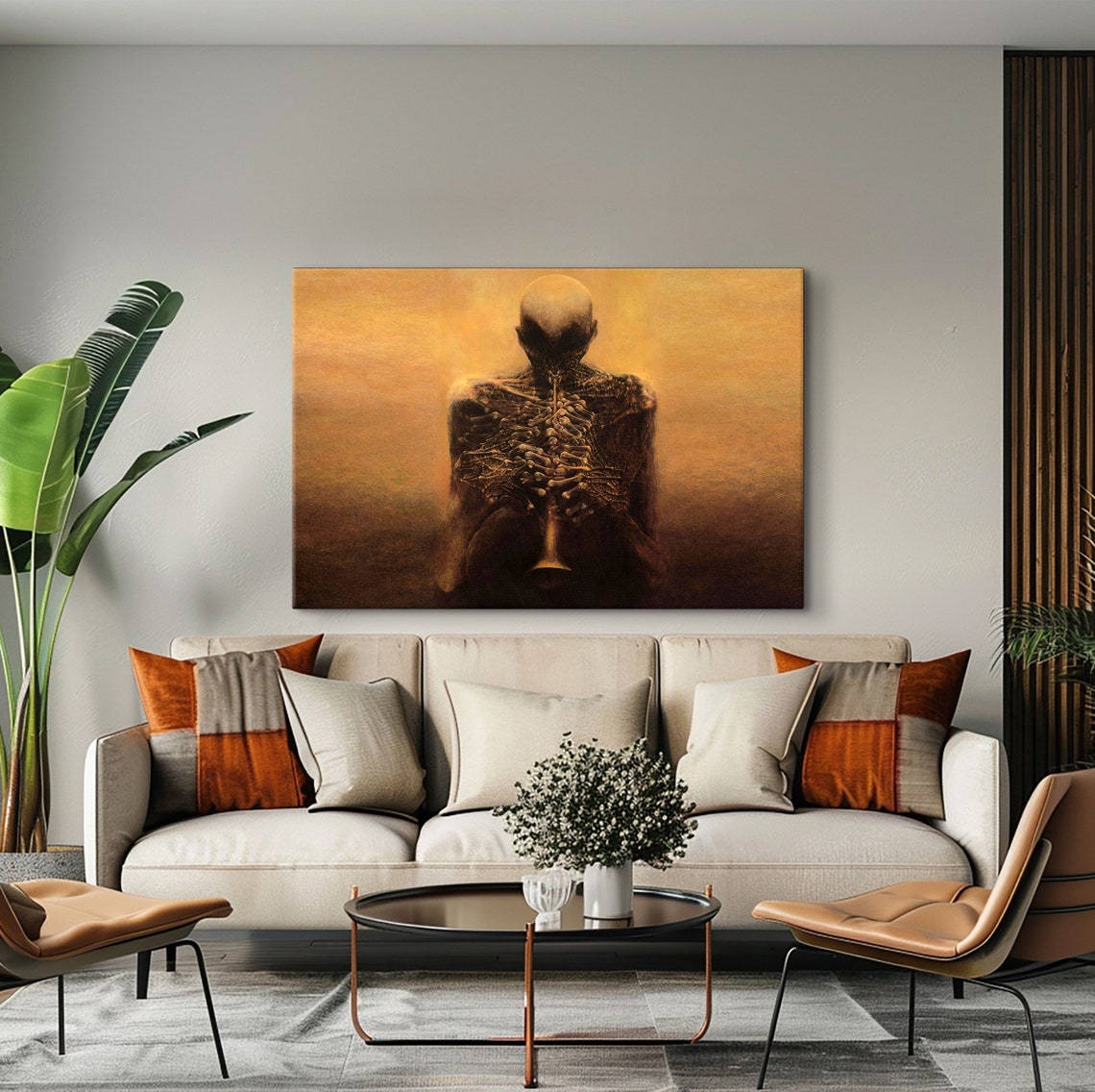 Zdzislaw Beksinski Poster Skeleton Playing The Trumpet Surreal Print Musician Skeleton Poster Trumpeter By Beksinski Surreal Paintings - Image 3