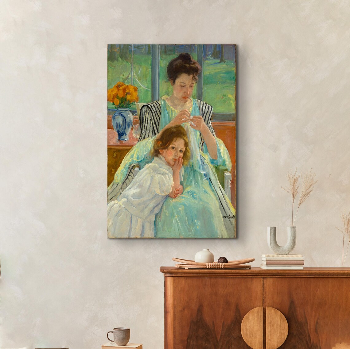 Mary Cassatt Young Mother Sewing Impressionist Mother Child Poster - Image 5