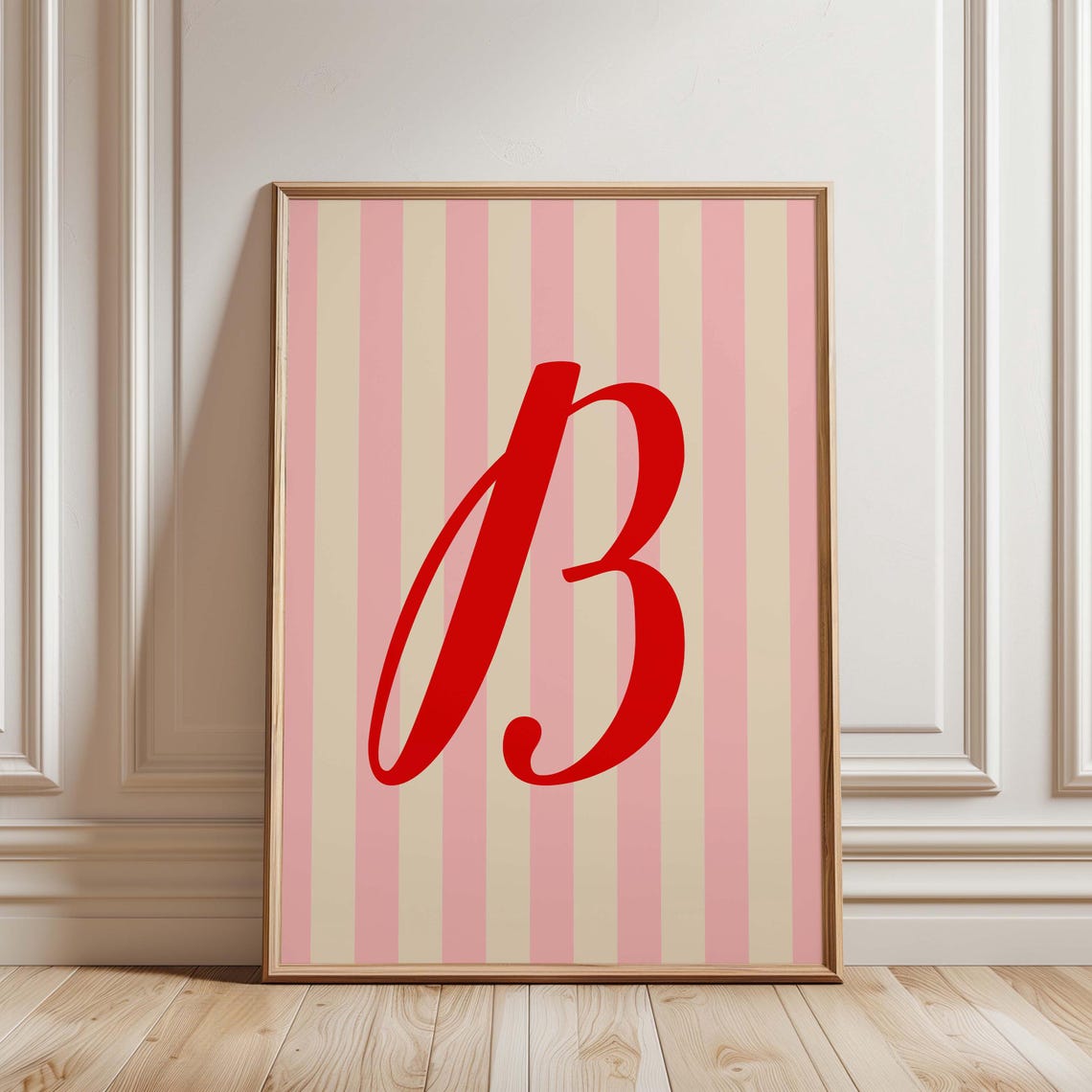 Personalized Letter Print Custom Initial Wall Art Alphabet Colorful Striped Monogram Poster