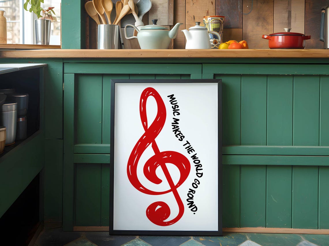 Retro Music Quote Poster, Treble Clef Classroom Print - Image 2