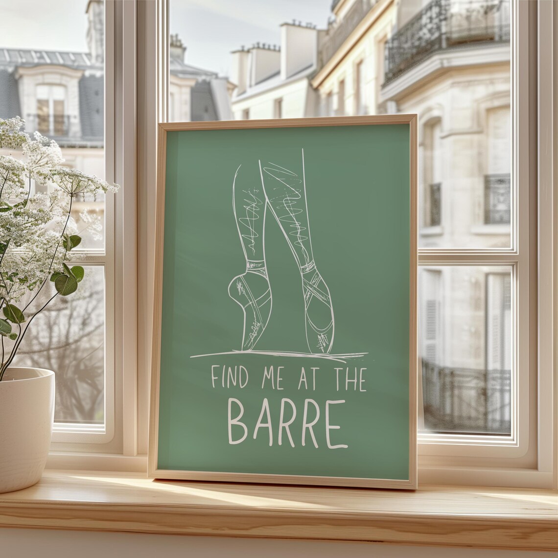 Sage Green Find Me At The Barre Pointe Shoes Ballet Dancer Poster - Image 4