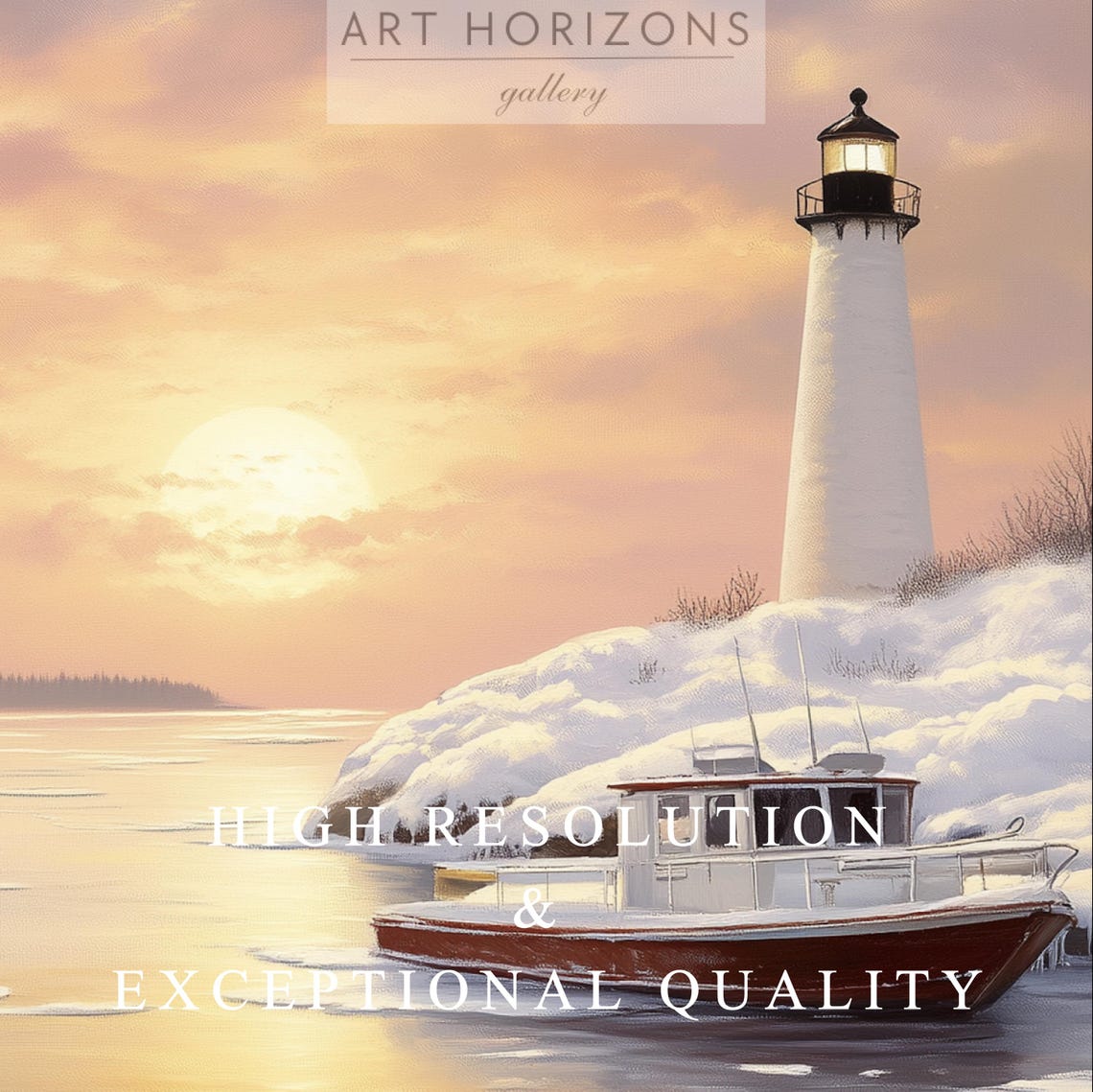 Sailboat Winter Frame Tv Art Winter Harbor Scene Art Lighthouse Landscape Tv Art Snowy Nautical Oil Painting Art Tv52 - Image 3