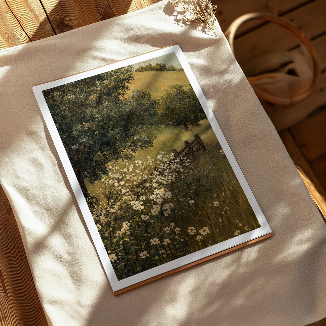Vintage Village Oil Painting, Rustic Farm Landscape - Image 4