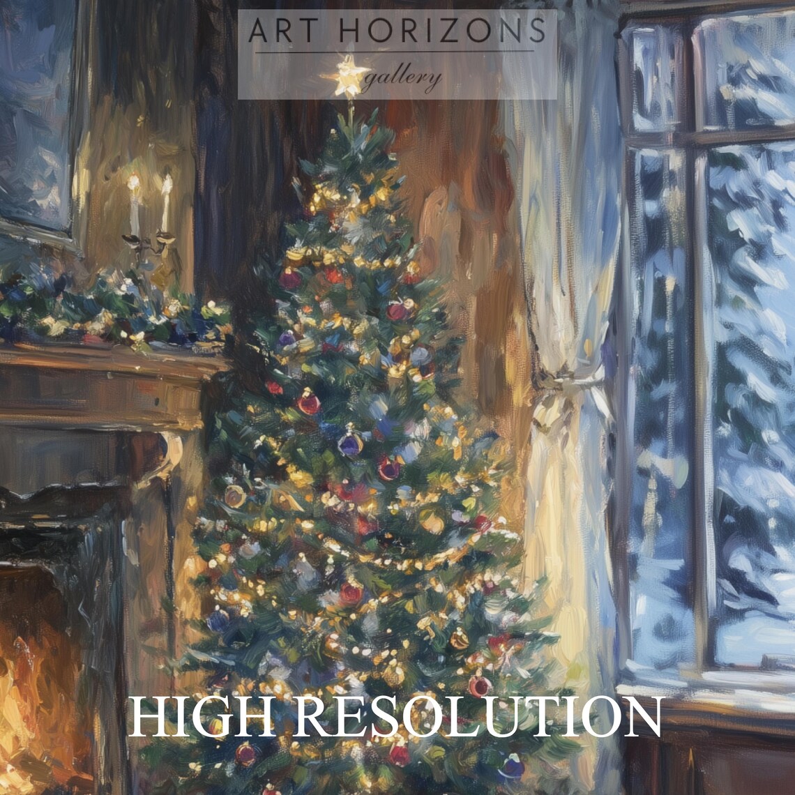 Cozy Living Room Fireplace Christmas Tree Gifts Hot Cocoa Art Print - Image 4