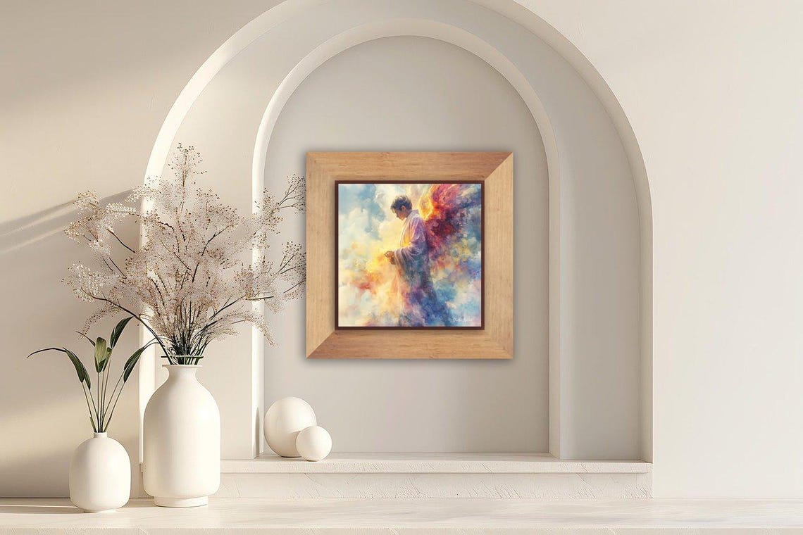 Guardian Angel Angel Painting, Christian Gift - Image 2