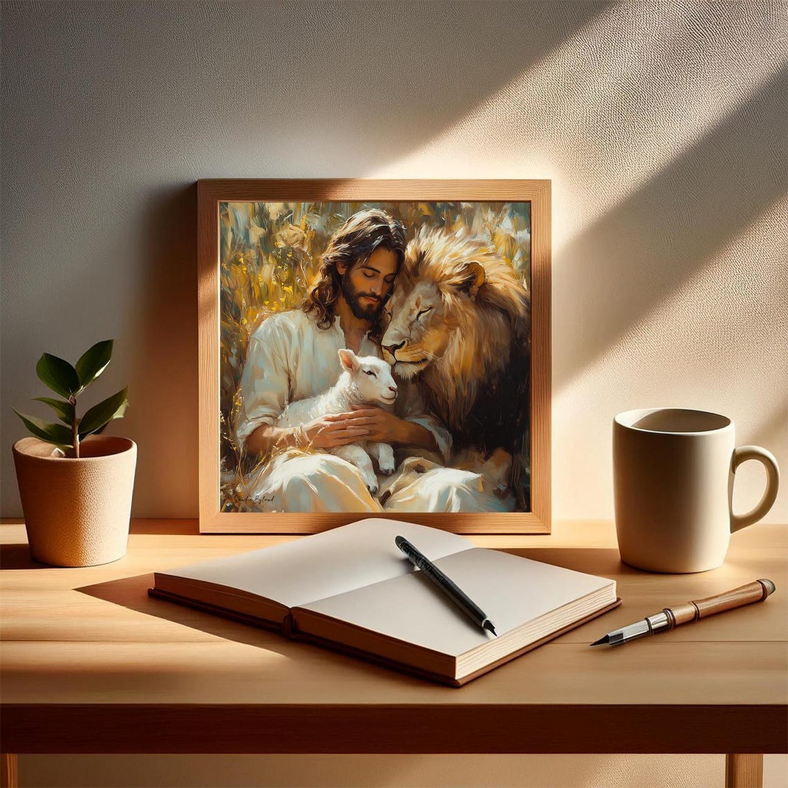 Jesus Lion Lamb Art Print, Christian Wall Decor - Image 5