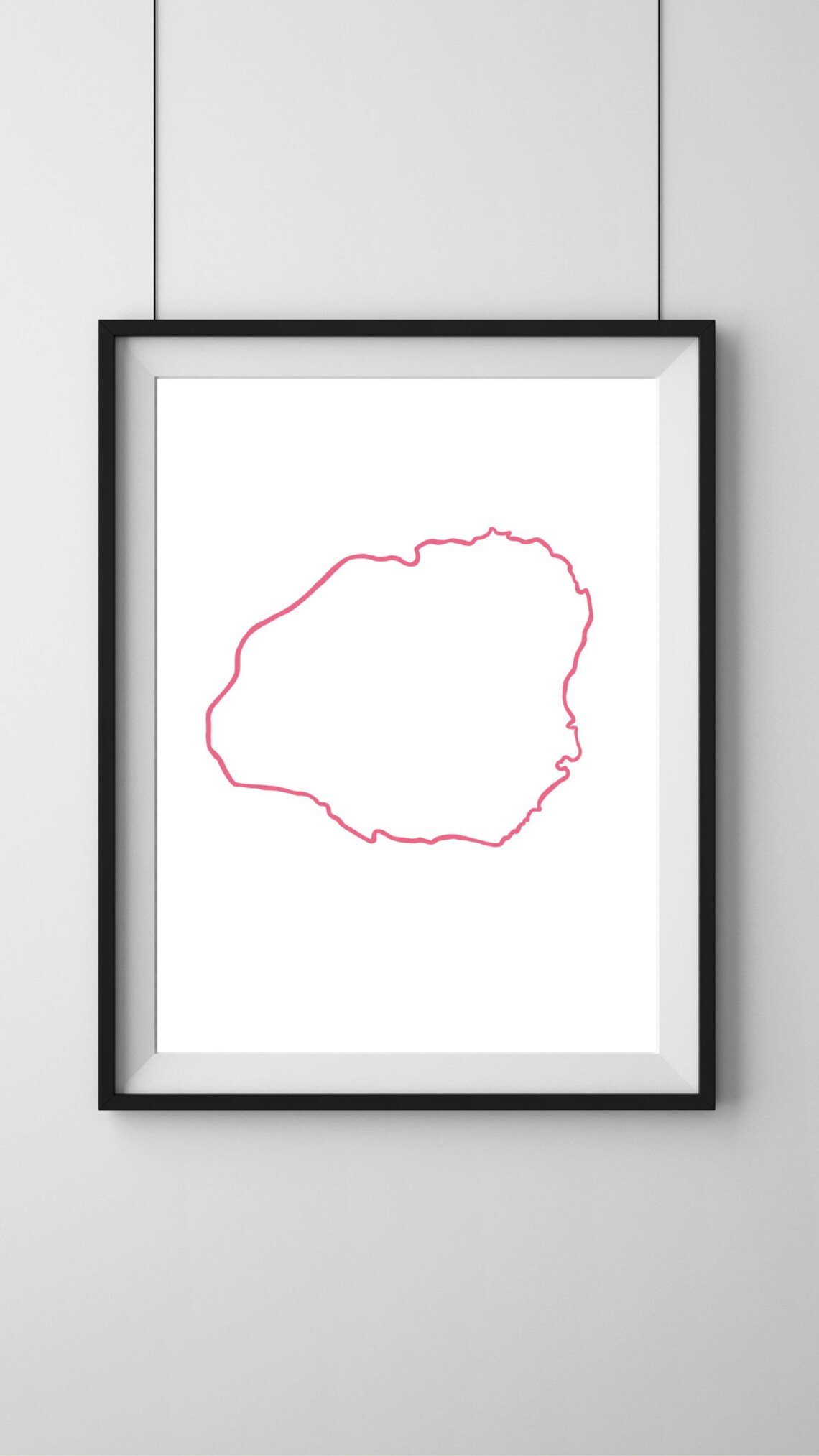 Blush Pink Lake Outline Map Minimalist Modern Abstract Line Art Poster - Image 2