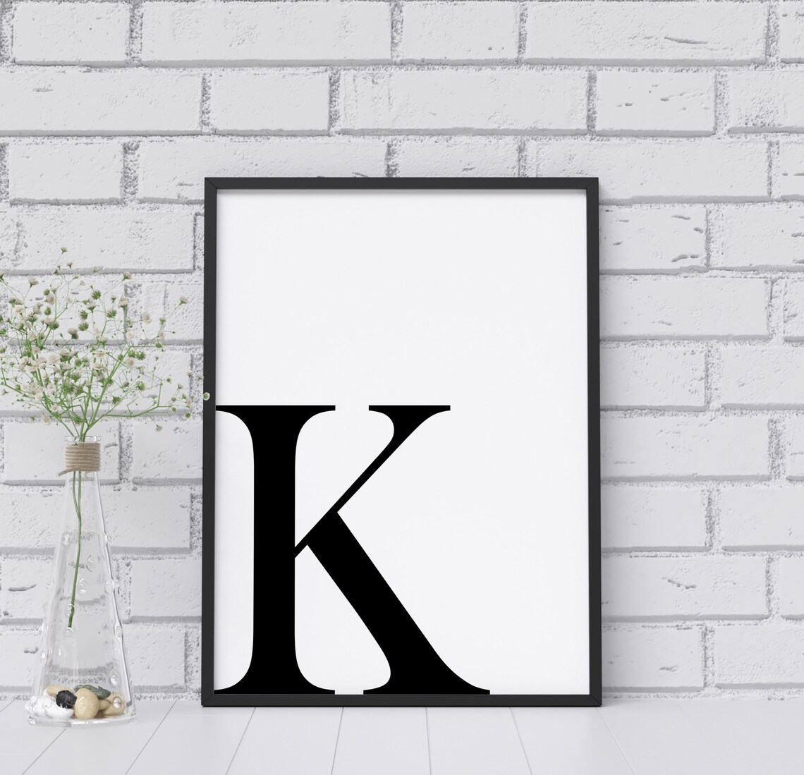 Letter K Initial Wall Decor Bw Typography Typography Art Minimalist Home Wall Art Decor Letter Poster Typography Print - Image 2