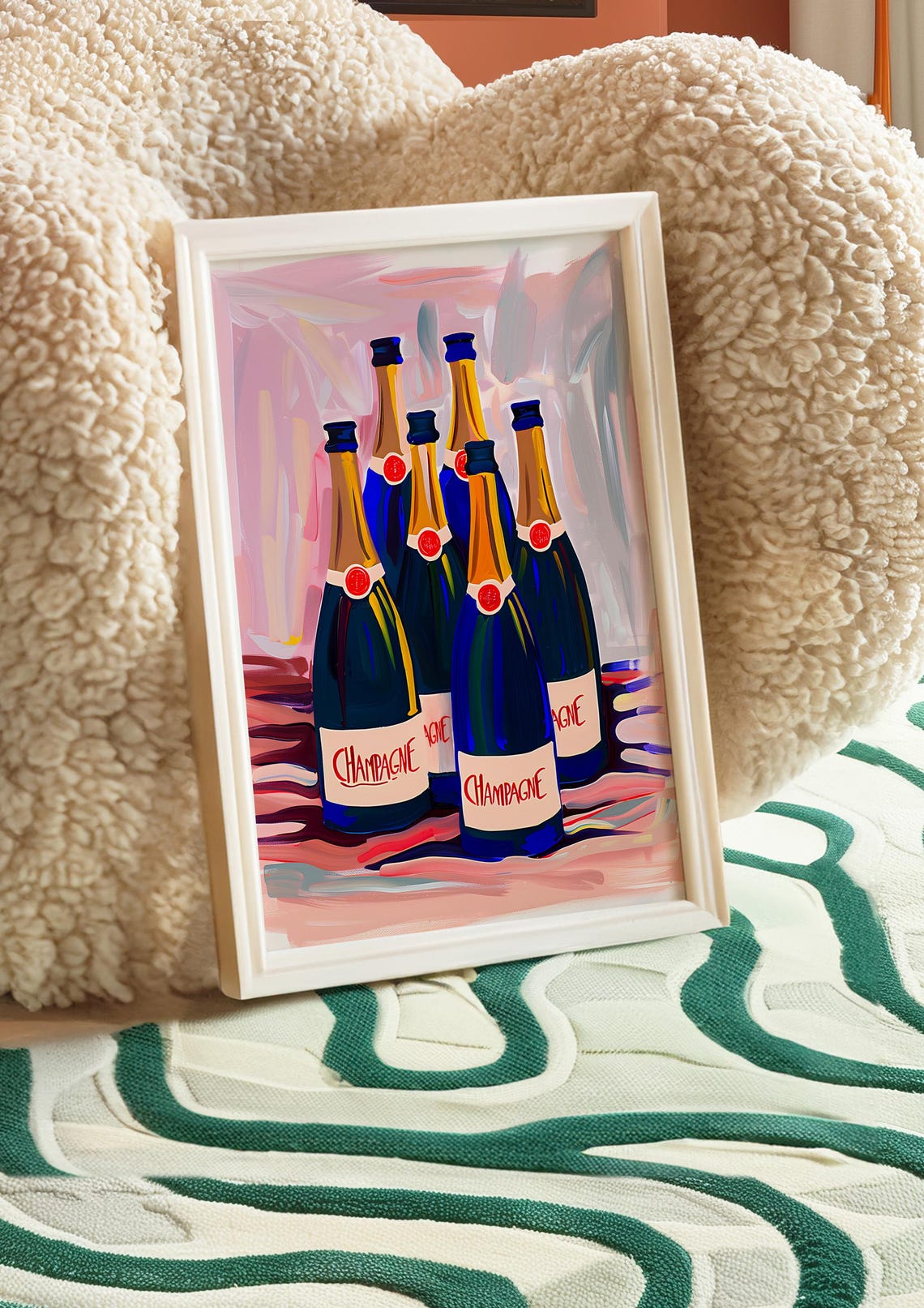 Seven Champagne Bottles Festive Celebration Still Life Art Poster - Image 4