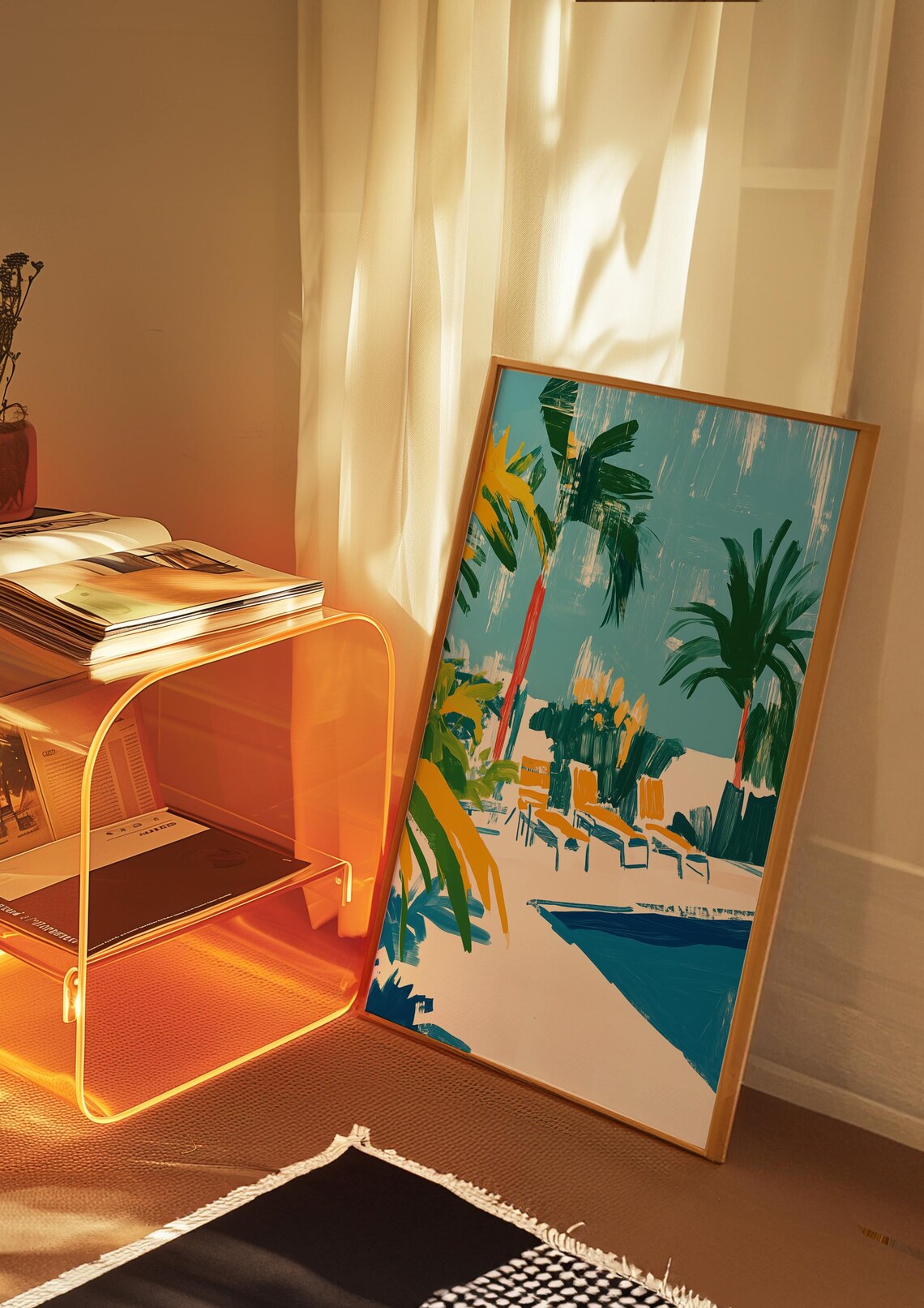 Tropical Poolside Palm Trees Resort Lounge Vacation Art Poster - Image 2