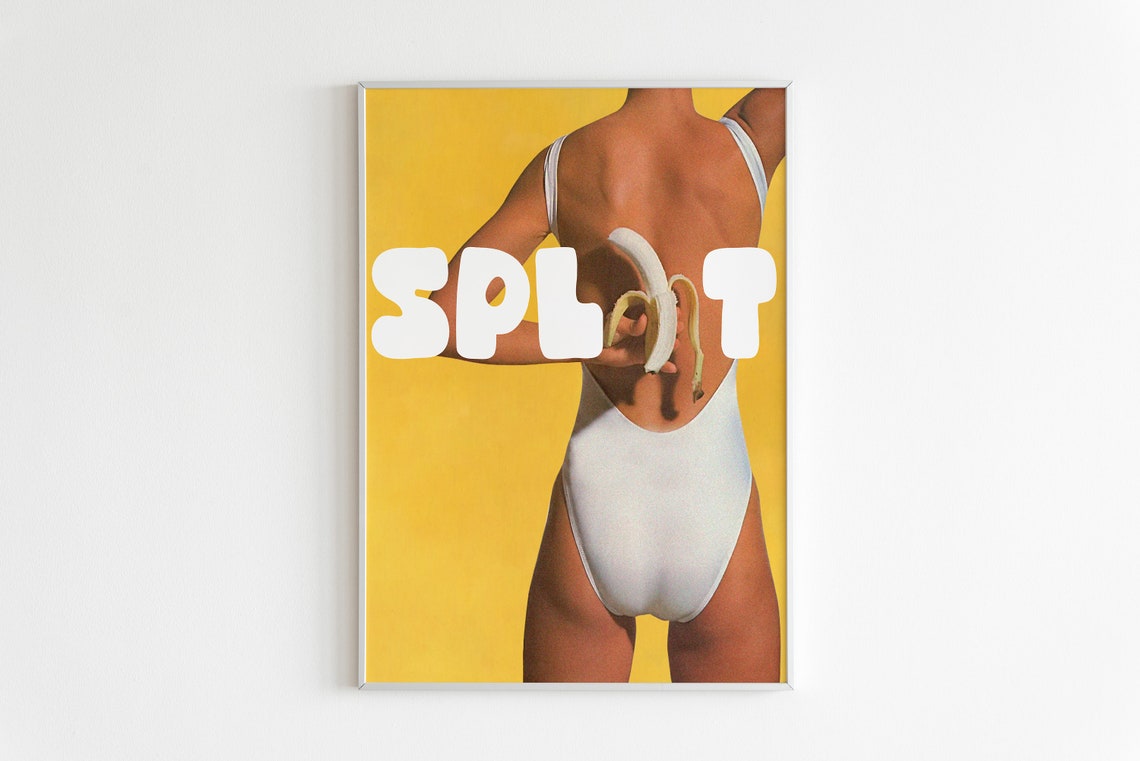 Sunny Yellow SPLIT Banana Retro Swimsuit Cheeky Pop Art Poster - Image 3
